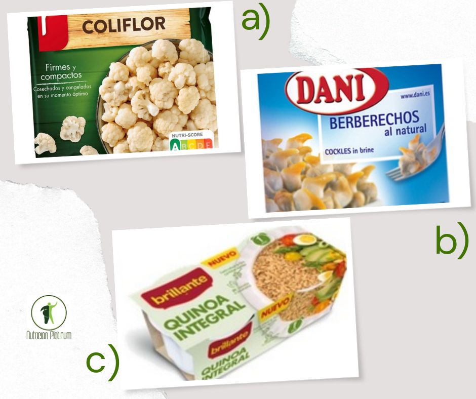 Coliflor con berberechos y quinoa integral.